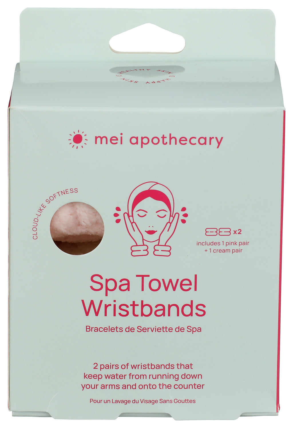 Spa Towel Wristbands for Drip-Free Face Washing - 2 Pairs