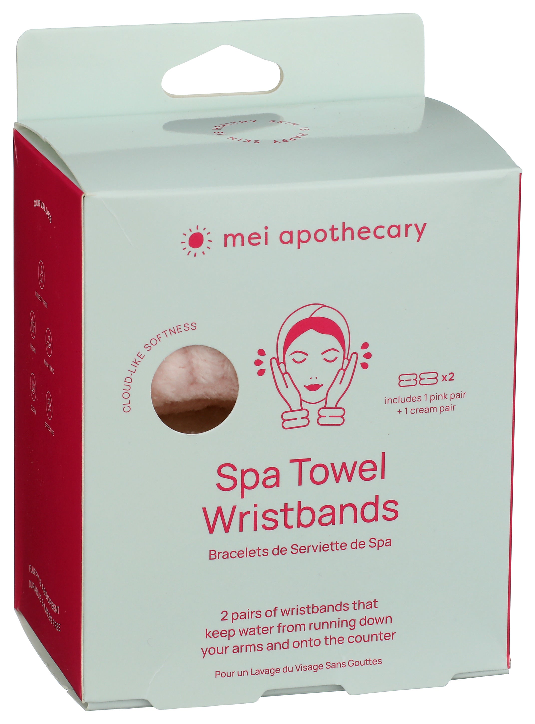 Spa Towel Wristbands for Drip-Free Face Washing - 2 Pairs