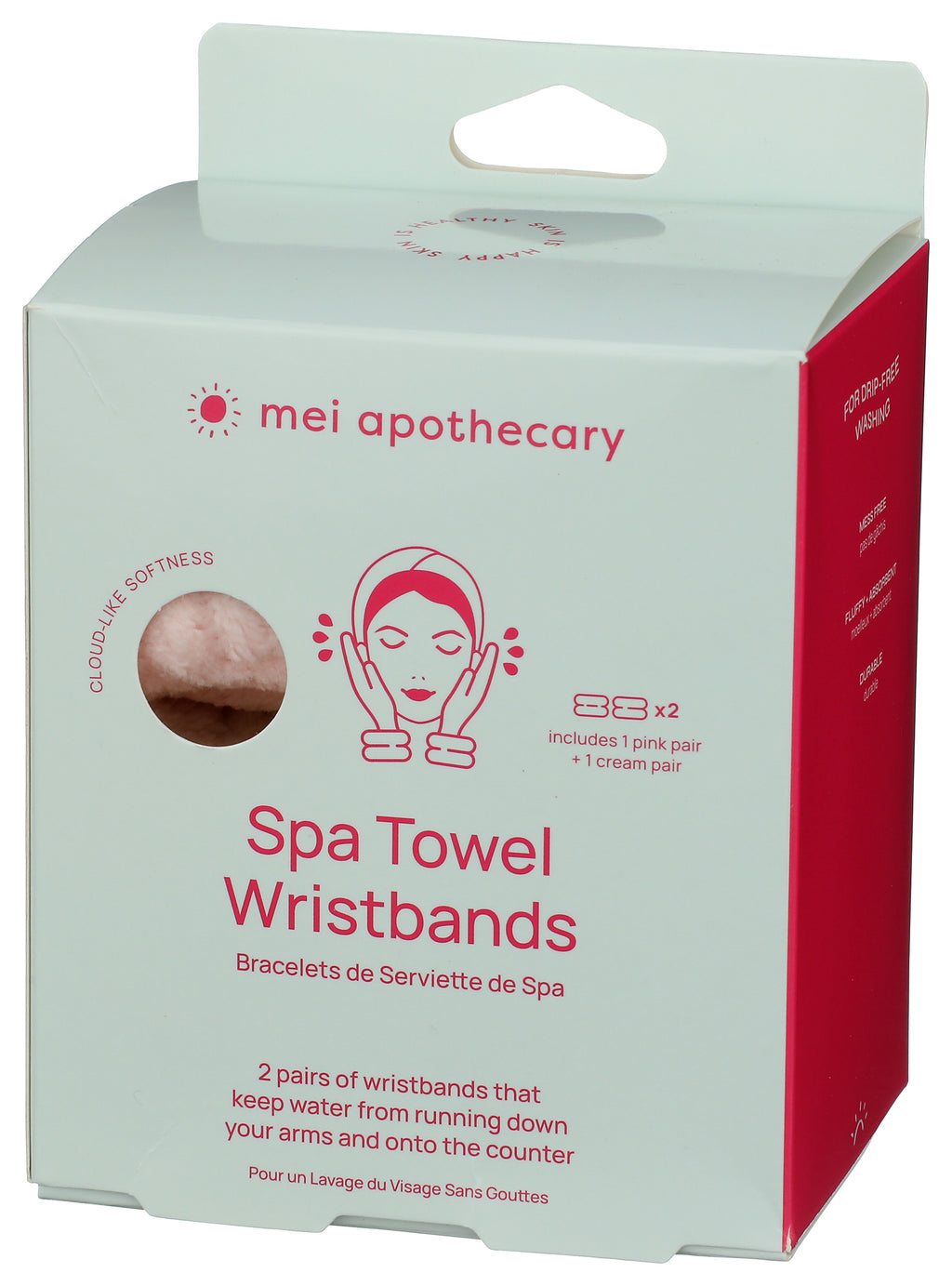 Spa Towel Wristbands for Drip-Free Face Washing - 2 Pairs