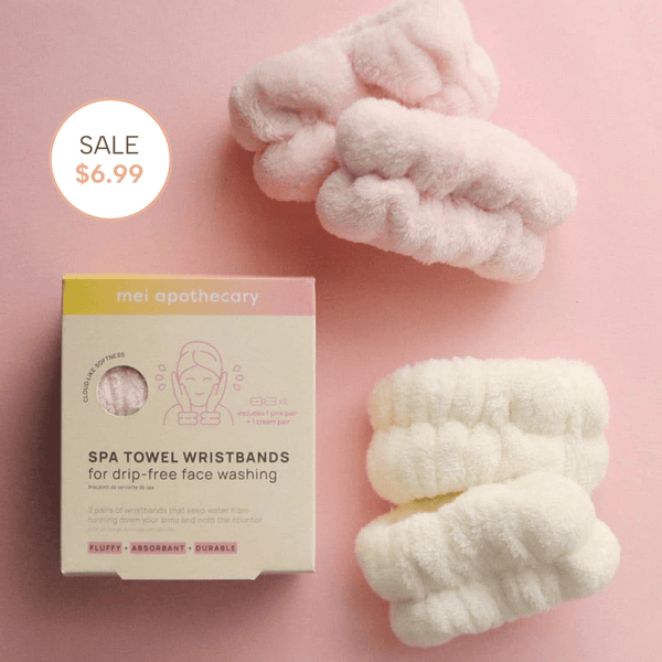 Spa Towel Wristbands for Drip-Free Face Washing - 2 Pairs