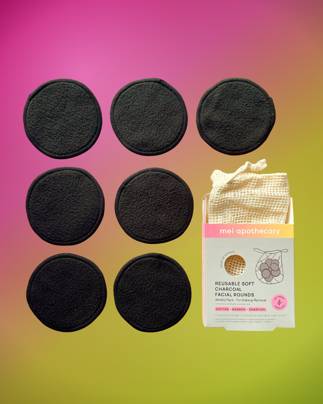 Reusable Charcoal Soft Facial Rounds - 7pk