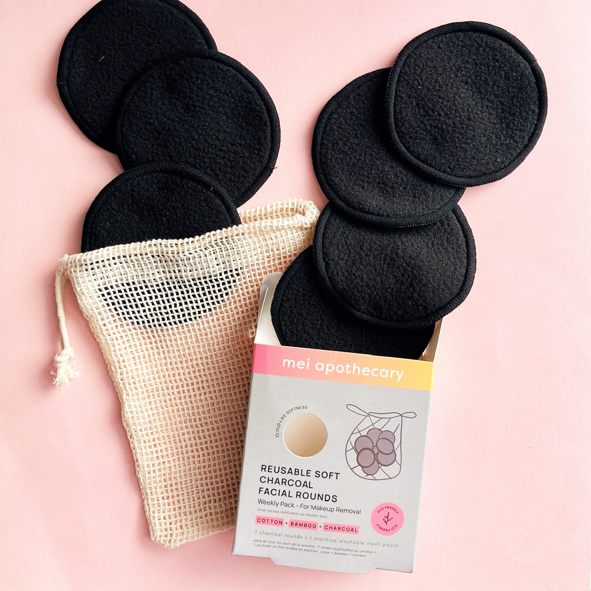 Reusable Charcoal Soft Facial Rounds - 7pk