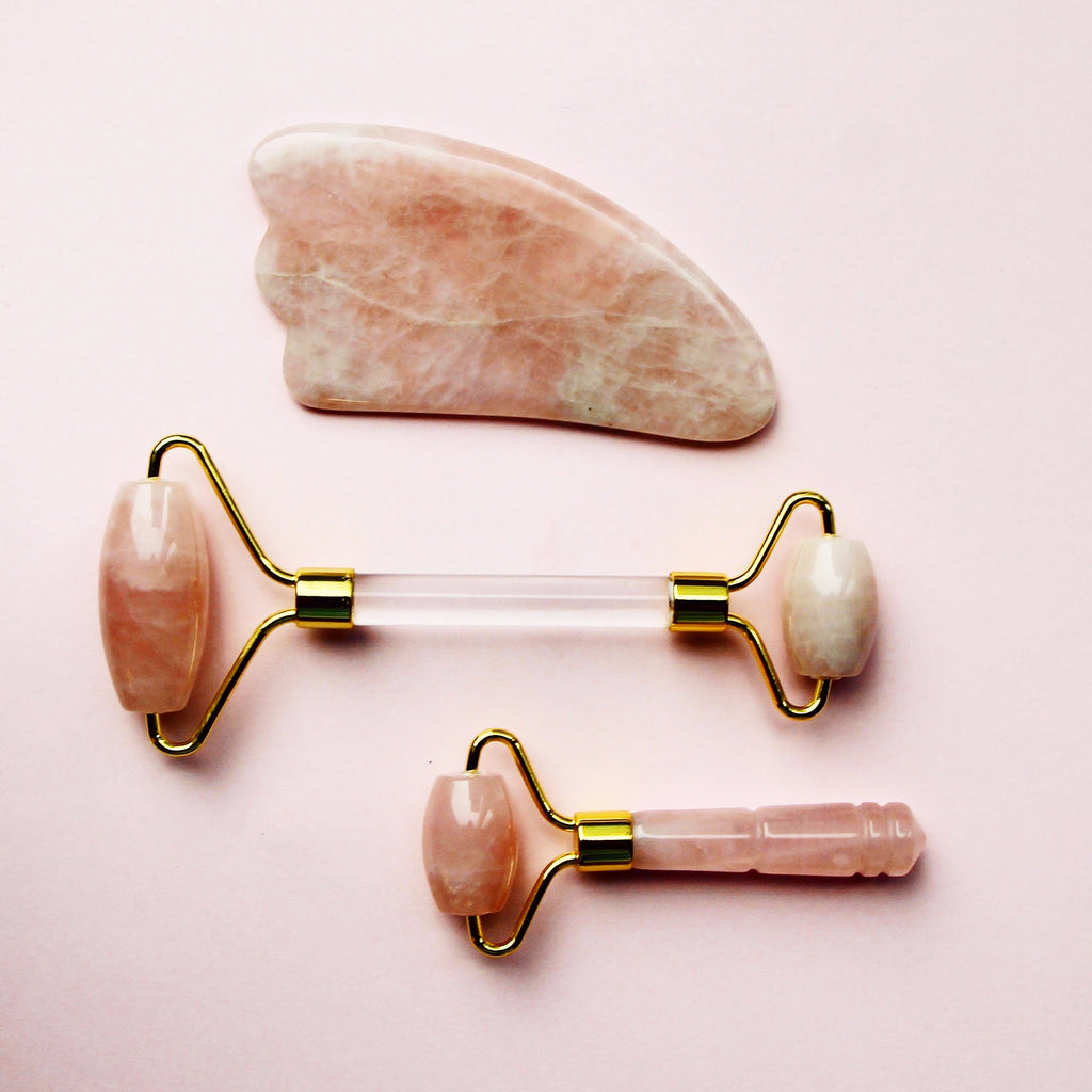 Mini Rose Quartz Facial Roller Beauty Tool